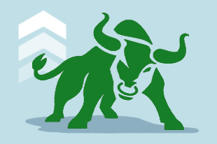 Wall Street's famous bull in cartoon and green
